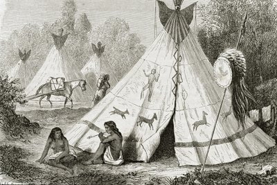 Comanche-Indianerlager in den 1850er Jahren, aus 